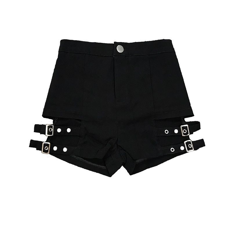 Hot Girl Summer Punk Style Singing Uniform Shorts Female Jazz Dance Black Motorcycle High Waist Steel Pipe Elastic Hip-Covering Hot Pants