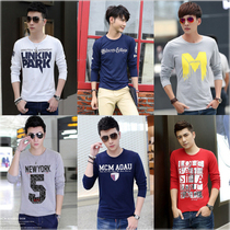 Manufacturer direct sales mens clothing wholesale spring and autumn long sleeve printed T-shirt bottom-shirt swing stall stock source foreign trade clearance