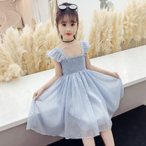 Girls dress dress princess nepotism dress 2020 Summer new summer fitting chandelier with shiny shiny bouquets waistcoat