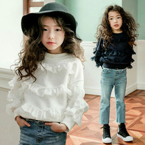2020 springtime girls dressing Korean version of childrens fashion CUHK childrens fashion princess blouses lace splicing personality T-shirts