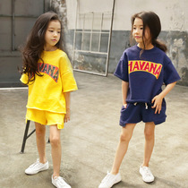 Parent-child Casual Sports Suit Girl Summer Clothing T-shirt Short Sleeve Shorts Two Sets 2022 Childrens Korean Version Foreign Air