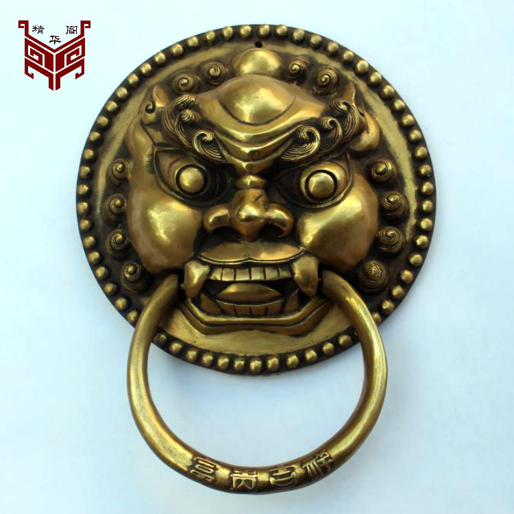 Imitation ancient handle door pull ring Chinese pure bronze lion head tiger head and beast head handle villa decoration handle