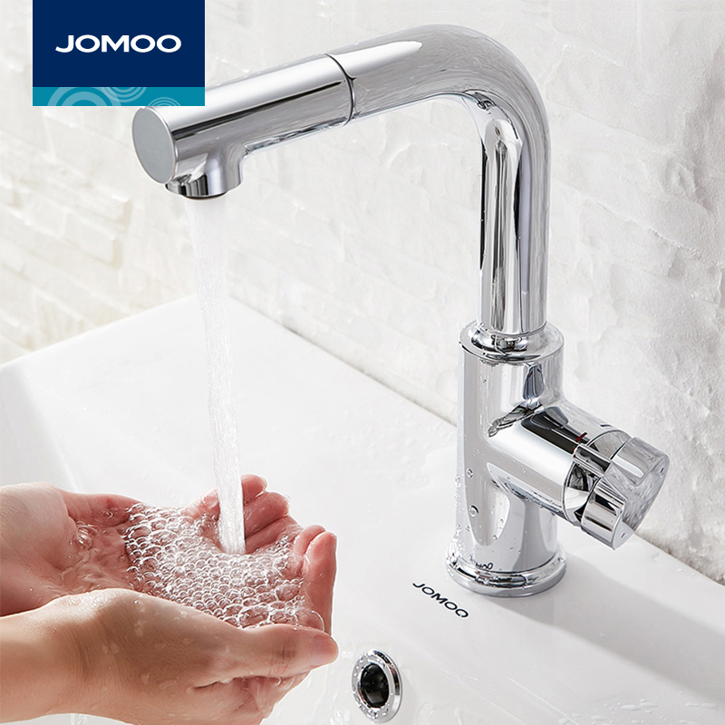 Jiumu bathroom washbasin rotatable faucet powder room bathroom cabinet single-hole hot and cold water countertop basin faucet