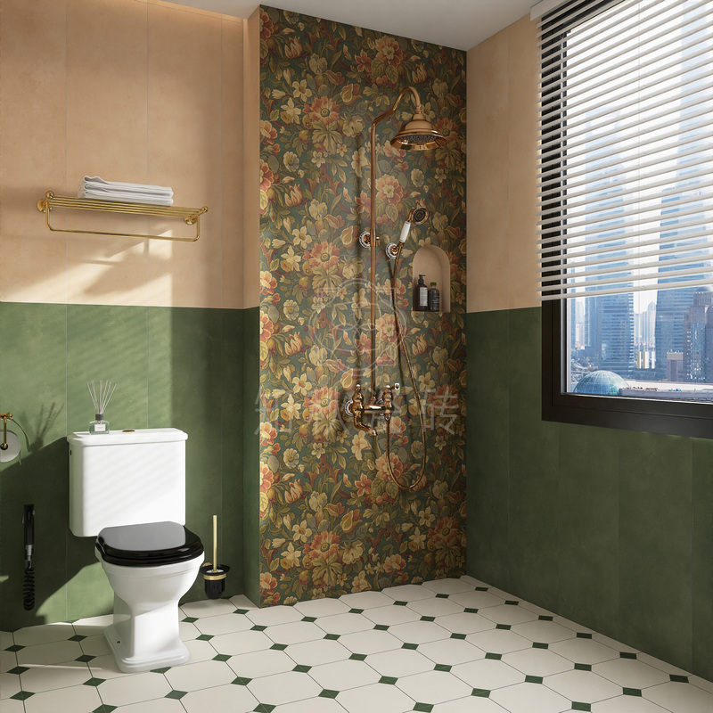 American Retro Bathroom Tiles Bathroom Kitchen Toilet Green Wall Tiles Art Small Tiles Matte All-Ceramic Non-Slip