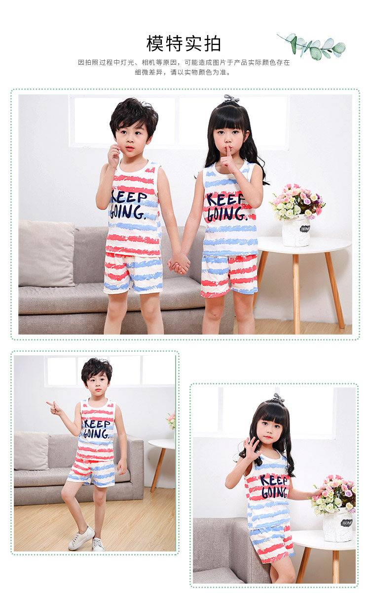 Trẻ em 2 cotton 3 vest 4 sling 5 quần short 6 phù hợp với 7 bé 8 trai và gái 9 hè quần áo trẻ em 10 tuổi trai và gái thời trang trẻ em cao cấp