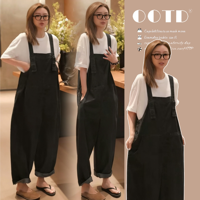 Korean-Style Casual Denim Overalls for Pregnant Women, 2026 Summer Thin Style, Petite Size, Super Stylish and Beautiful Jumpsuit