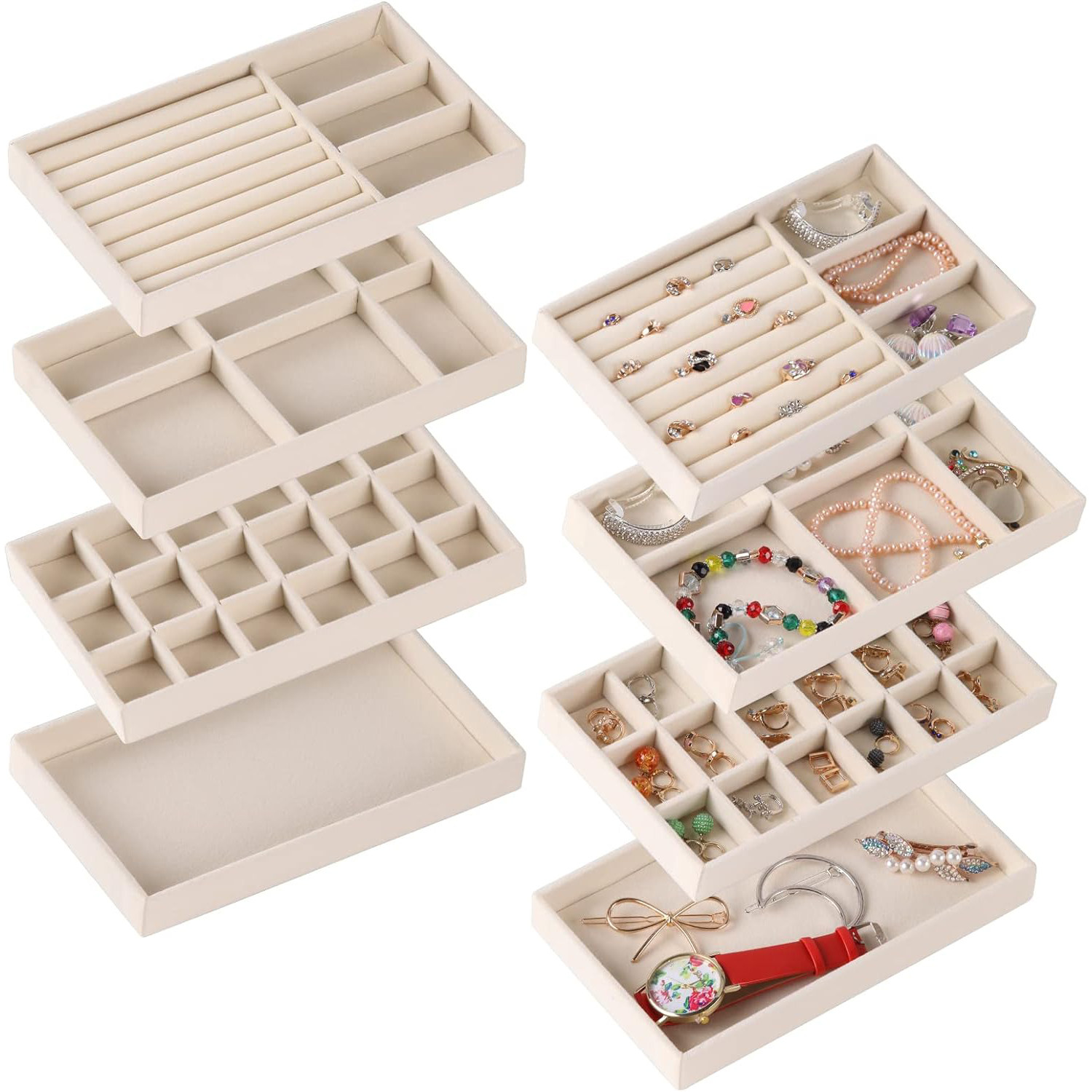 Beige jewelry storage box divided display box