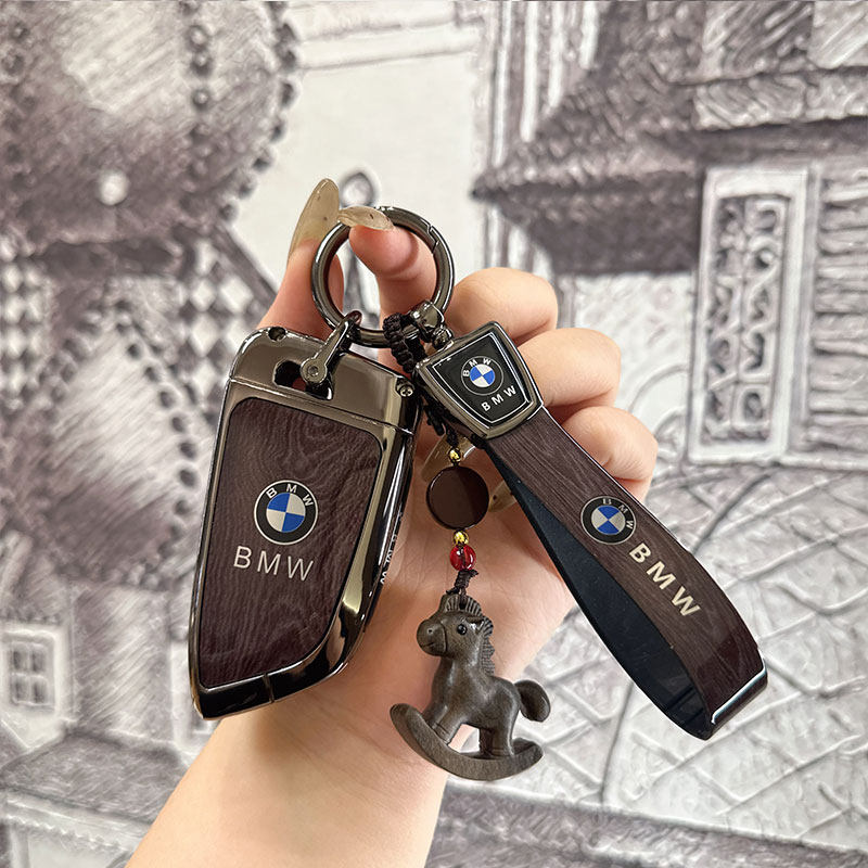 Чехол для автоключа BMW KVS Blade Wood Grain с металлической фурнитурой