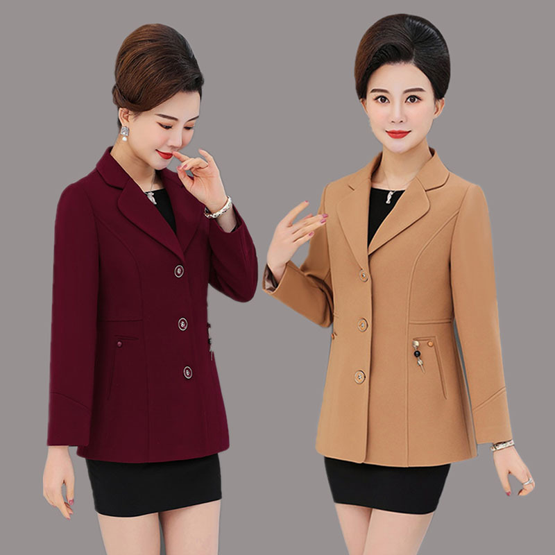 Spring and Autumn Jacket 2022 Middle-Aged Women's Suit Middle-Aged and Elderly Mother's Clothing 50-Year-Old Slim-Fit Short Suit Jacket