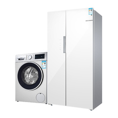 Лед мыть комплект bosch/博世 纤薄对开门+10kg洗干冰洗套装 kas50e20ti+wjum45080w