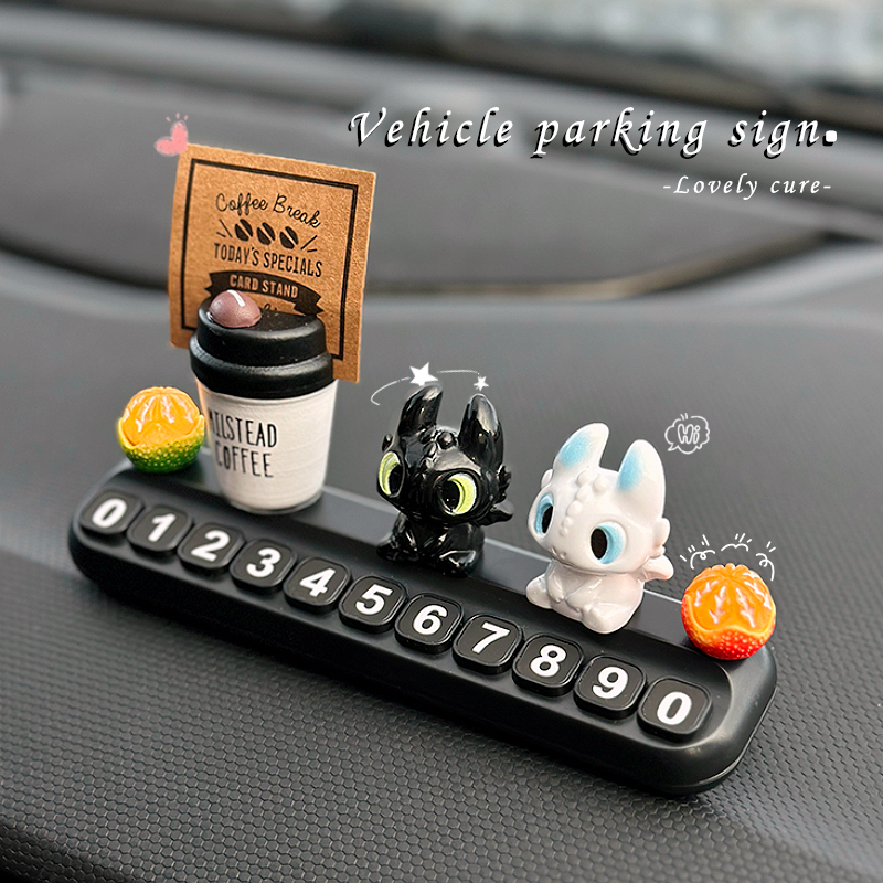 2026 New Model Toothless Character Temporary Parking Number Plate Car Phone Number Sign Creative Car Decoration