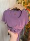 Mousse sheep temperament U-neck short-sleeved T-shirt for women 2025 summer new style versatile slimming bottoming shirt fashionable solid color top