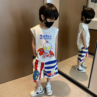 Ultraman clothes boys summer vest set handsome