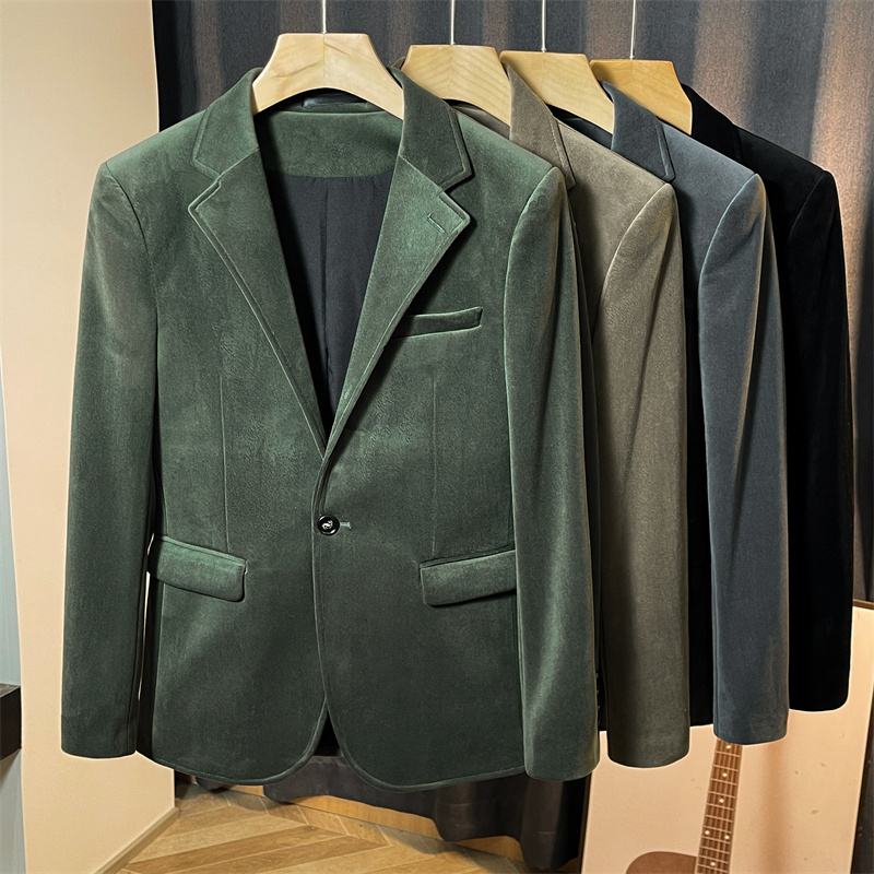 Trendy Men's Casual Corduroy Suit, Light Luxury Style, Slim Fit Business Corduroy Suit, Fashionable Single-Breasted Jacket