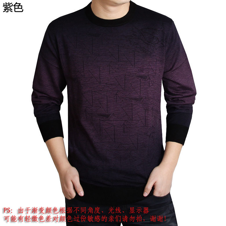 Đàn ông trung niên áo thun dài tay cổ tròn cộng với nhung dày bố mặc áo thun nam trung niên áo phông đáy quần áo mùa thu size lớn áo thun burberry