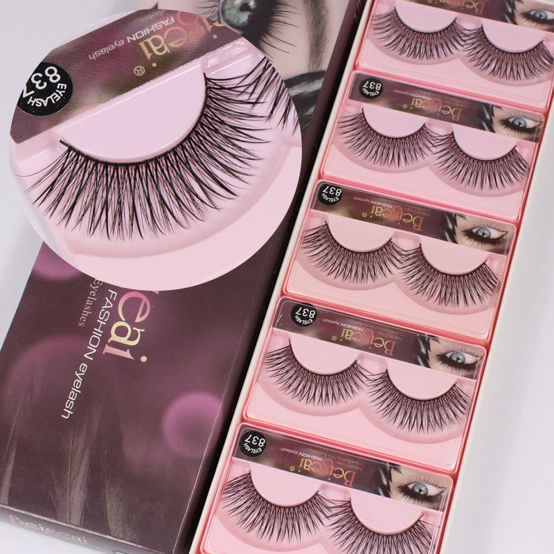 Beige false eyelashes female natural realistic slender cross section plain nude makeup eyelashes soft cotton thread stalk 837