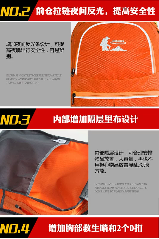 Gói da vai nữ và nữ gấp ba lô ngoài trời không thấm nước thể thao túi thể dục nhẹ túi ngoài trời leo núi túi du lịch - Ba lô