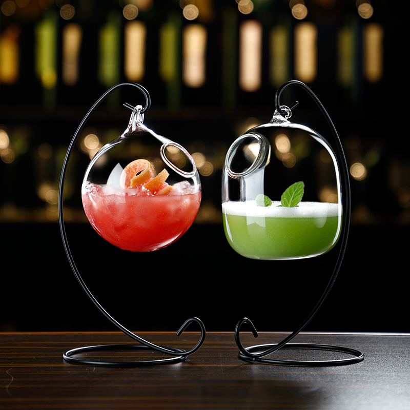 Creative New Cocktails Wine Glasses Bar Wine Mug Personality Drinks Cups Glass Mesh Red Suspended Glass Hanging Bottles