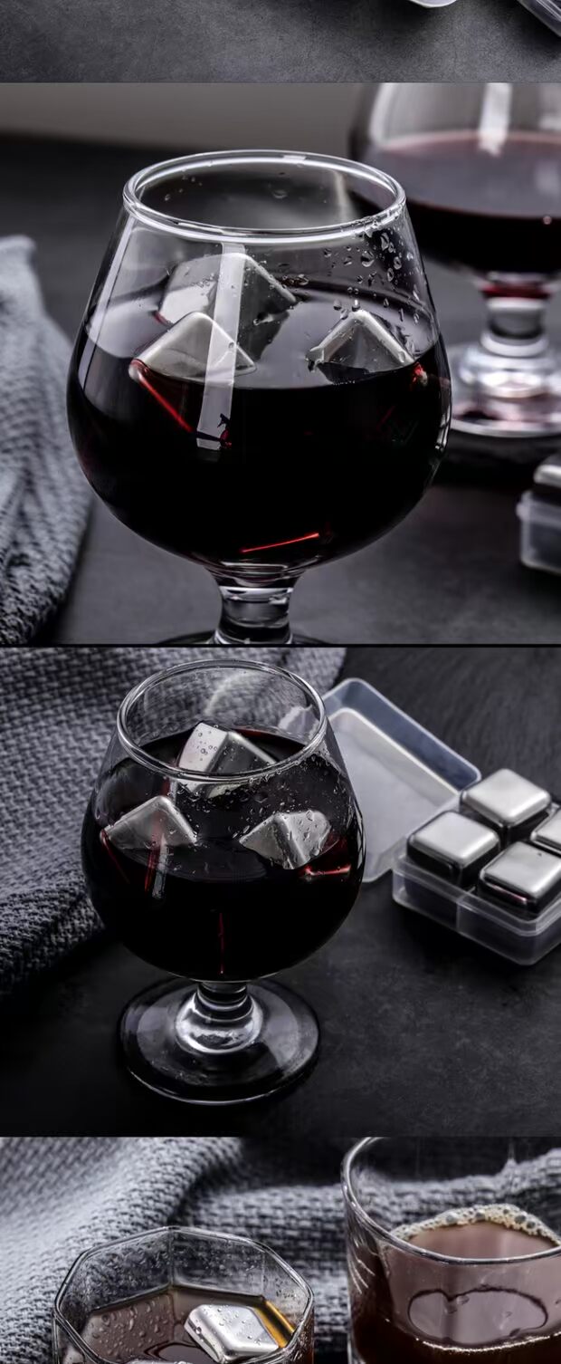 Thực phẩm cấp 304 thép không gỉ đá khối đá khối băng đông lạnh whisky rượu vang thanh rượu vang đỏ clip - Rượu vang ly rượu đẹp