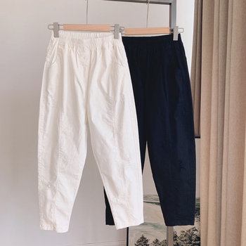 Plus size ຄົນອັບເດດ: ຄົນອັບເດດ: ພາສາເກົາຫຼີສີແຂງ summer pants harem ບາງ