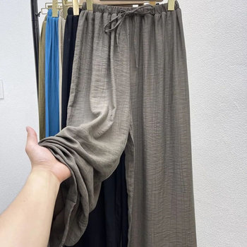 ແບບງ່າຍດາຍ ice silk shake-up pants ກາງເກງຂາກວ້າງຂອງແມ່ຍິງ