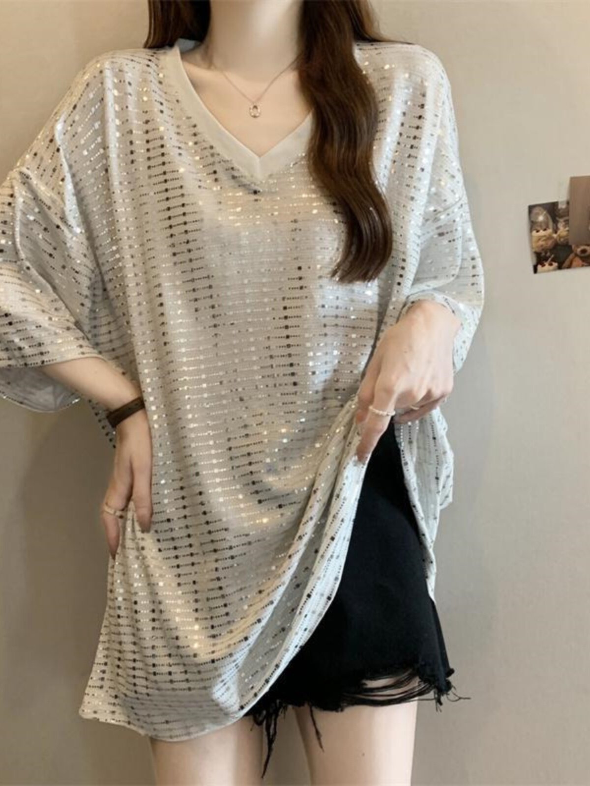 Plus Size 200-300 lbs American Streetwear T-Shirt for Women – Regular Shoulder Loose Fit Summer Top, Trendy Casual