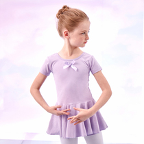 Childrens dance practice clothes womens summer body ballet dress girls Chinese dance test short sleeve one-piece dance skirt