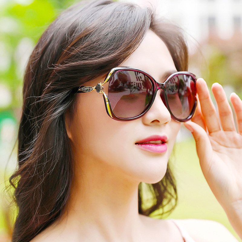 Fashion Polarized Sunglasses Woman New Round Face Advanced Web Red Sunglasses Anti UV Big Frame Shading Driving Mirror Tide