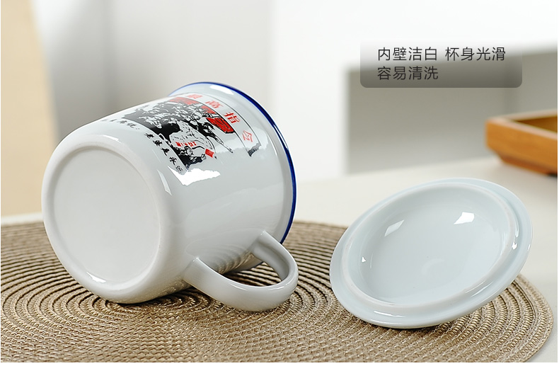 Cốc gốm cốc có nắp retro cốc nước văn phòng sáng tạo bình trà tùy chỉnh hoài cổ điển giả cốc - Tách bình giữ nhiệt 2 lít