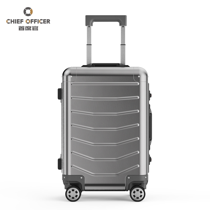 Chief officer aluminum-magnesium alloy trolley case female all-aluminum suitcase aluminum alloy suitcase male universal wheel boarding case
