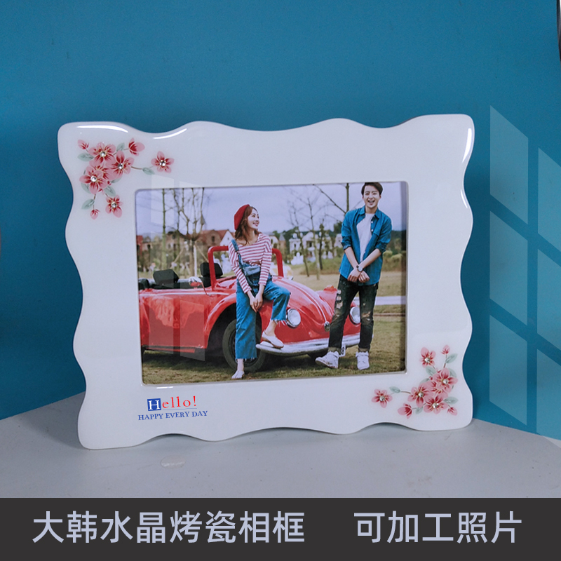 Korean Crystal Porcelain Photo Frame Display Stand 7 8 10 12inch Wedding Photography Studio Wall-Mounted Picture Frame Simple Photo Frame