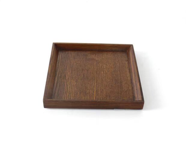 Khay gỗ cổ điển hình chữ nhật của khay trà kiểu Nhật Bản rắn gỗ khay trà khách sạn nhà hàng khay gỗ khay gỗ - Tấm khay gỗ vuông