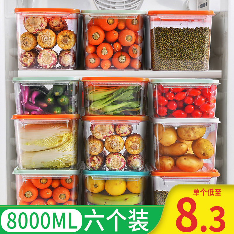Kitchen refreshing box transparent refrigerator special sealing large capacity plastic food grade vegetable frozen storage containing box