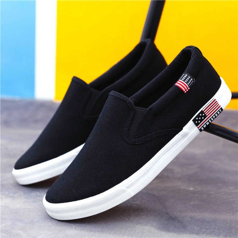 Black shoes men's spring shallow mouth canvas shoes deodorant slip-on shoes Korean version of the old Beijing cloth shoes men's shoes
