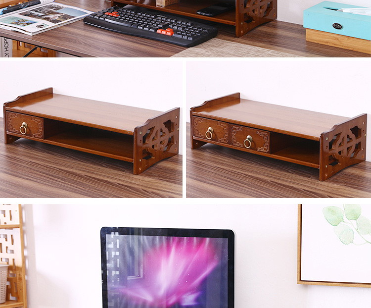 Tre hiển thị tăng cơ sở gỗ rắn bàn lưu trữ lưu trữ giá máy tính đơn giản tăng khung - Kệ giá sách đẹp