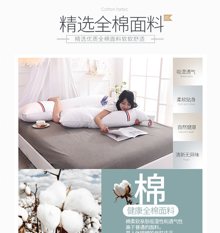 Gối đôi cotton đôi gối người lớn 1,2m1,8 m 1,5 dài gối đôi gối dài gối có thể giặt gối tre