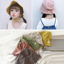 66 Princess 2020 spring and summer big along personality solid color strap fisherman hat Fabric baby sunscreen hat Basin hat Sun hat