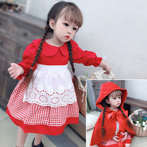 Autumn and winter plus birthday year-old dress skirt Childrens cape Cape Spanish Lolita Lace Little Red Riding Hood dress