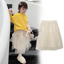 66 Princess girl net gauze dress 2021 spring Korean version of foreign cake skirt childrens long skirt bow