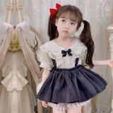 Наряд маленькой принцессы, платье, детская мини-юбка, летняя юбка, летняя одежда, детская одежда, короткий рукав, в западном стиле