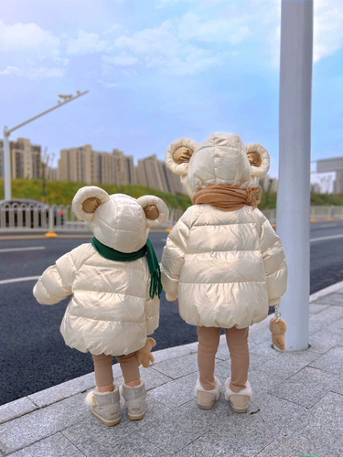 Бархатный детский длинный пуховик для принцессы, утиный пух, средней длины, в западном стиле, увеличенная толщина