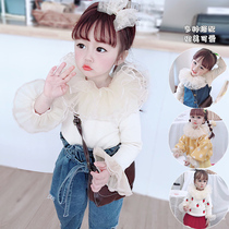 66 Princess 2020 Spring and Autumn girls Spain Lolita Princess wind ruffle collar four-layer mesh lace base shirt