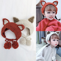 66 Princess 2020 winter baby and young men and women warm cute pointy cat ears knitted lace-up ear protection wool cap