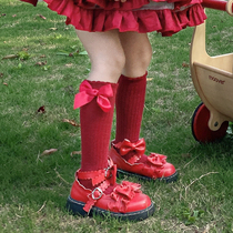 66 Princess 2021 autumn and winter New Girls Lolita Spain thick needle cotton thread bow middle tube wool socks