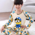 Chàng trai Pyjama 11-13-15 tuổi mùa hè dài tay bộ mỏng bông cotton vừa cậu bé bé trai mùa thu. 