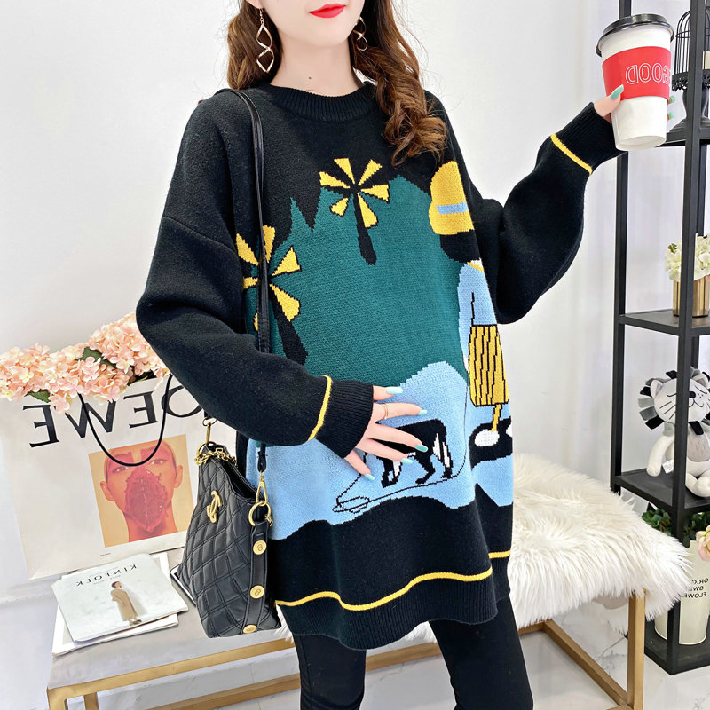 Pregnant woman autumn sweater loose blouses suit Fashion Spring and autumn in the middle of a long version of the Tidal Women Pregnant Women's Sweater Dress