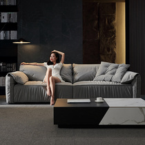 Technology velvet sofa modern light luxury designer floor-to-floor straight sofa living room Italian minimalist elephant ear sofa