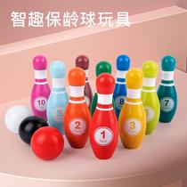 Cartoon digital bowling wooden toy educational parent-child interactive toy hand-eye coordination grasp training
