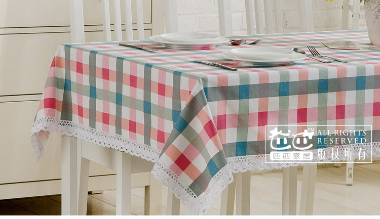 Cotton đôi sợi dọc đôi vĩ độ đơn giản Hàn Quốc kẻ sọc nhỏ tươi ren vải vải bàn cà phê vải bìa tùy chỉnh khăn trải