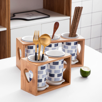 Nordic ceramic chopsticks tube household kitchen tableware drain rack knife fork spoon storage rack storage chopsticks box bucket